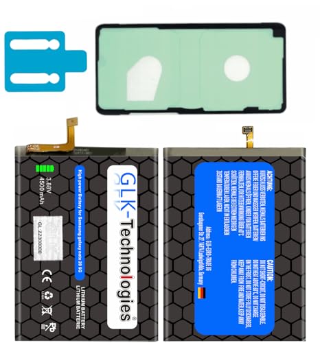 High Power Ersatzakku kompatibel mit Samsung Note 20 (N980F) EB-BN980ABY | GLK-Technologies® Battery | accu | 4500 mAh Akku | inkl. 2X Klebebandsätze von GLK-Technologies