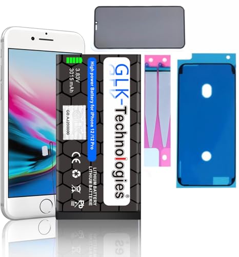 High Power Ersatzakku kompatibel mit iPhone 12 A2172 A2402 A2403 A2404 A2341 A2406 A2407 A2408 GLK-Technologies Battery accu 3015mAh Akku inkl. Klebebandsätze GRATIS Schutzfolien Anti Spy Panzer High Power Ersatzakku kompatibel mit iPhone 12 A2172 A2402 A2403 A2404 A2341 A2406 A2407 A2408 GLK-Technologies Battery accu 3015mAh Akku inkl. Klebebandsätze GRATIS Schutzfolien Anti Spy Panzer von GLK-Technologies
