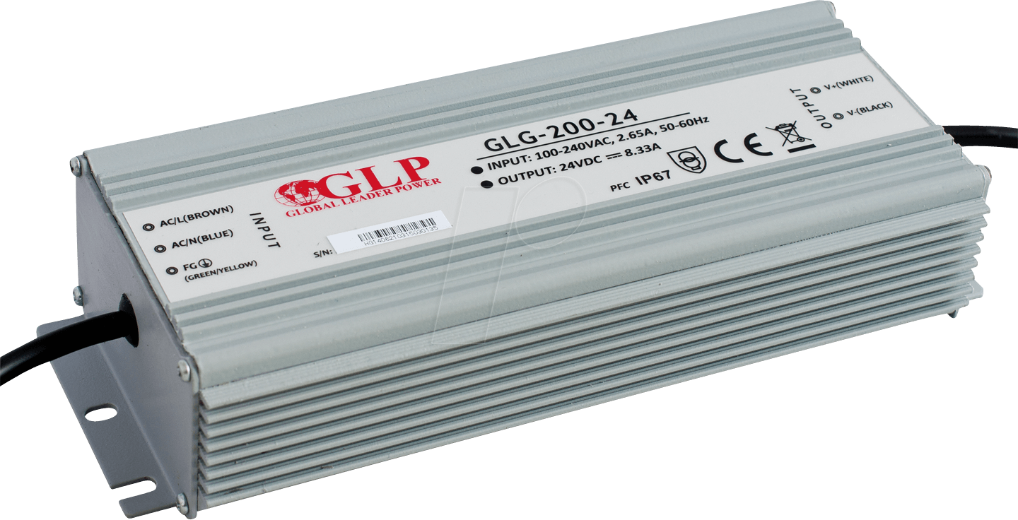 GLG-200-24 - LED-Netzteil, 199,9 W, 24 V DC, 8,33 A, TÜV, IP67, CV+CC von GLOBAL LEADER POWER