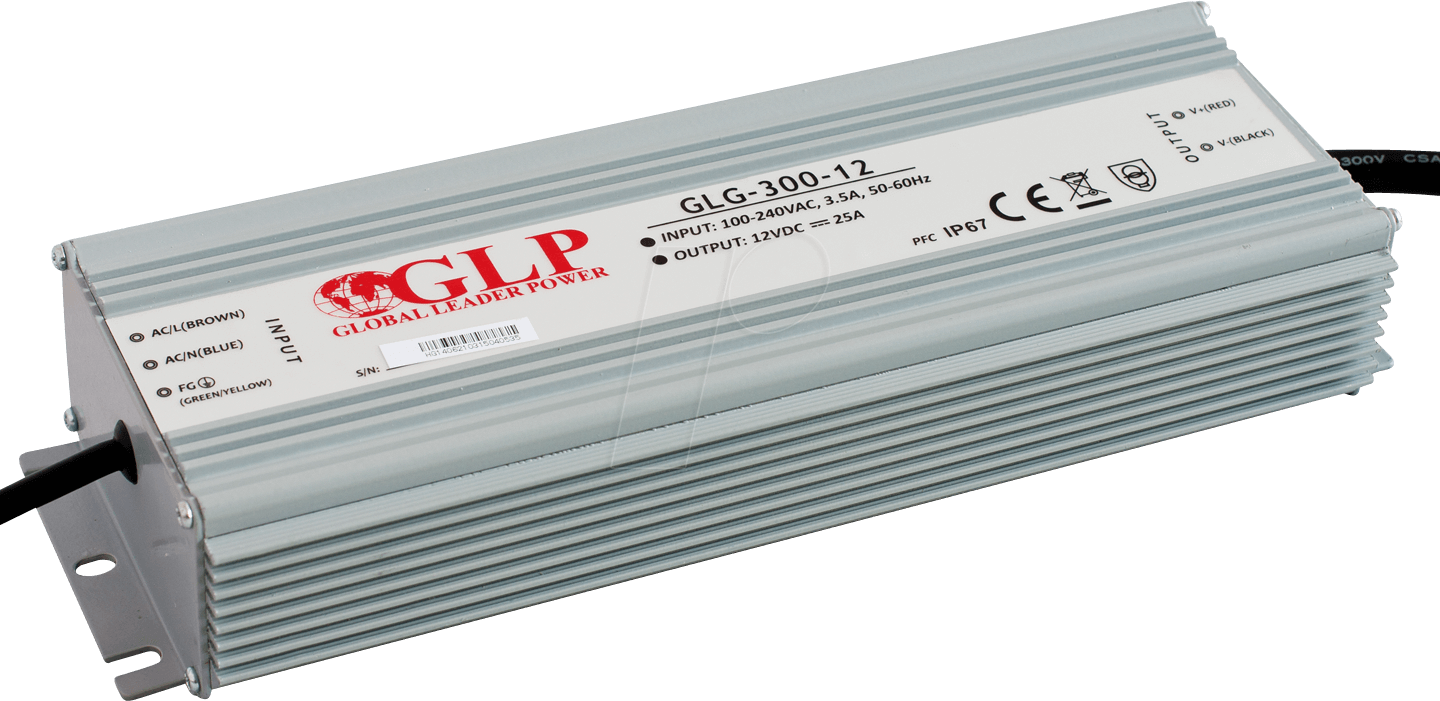 GLG-300-12 - LED-Netzteil, 300 W, 12 V DC, 25 A, IP67, CV+CC von GLOBAL LEADER POWER