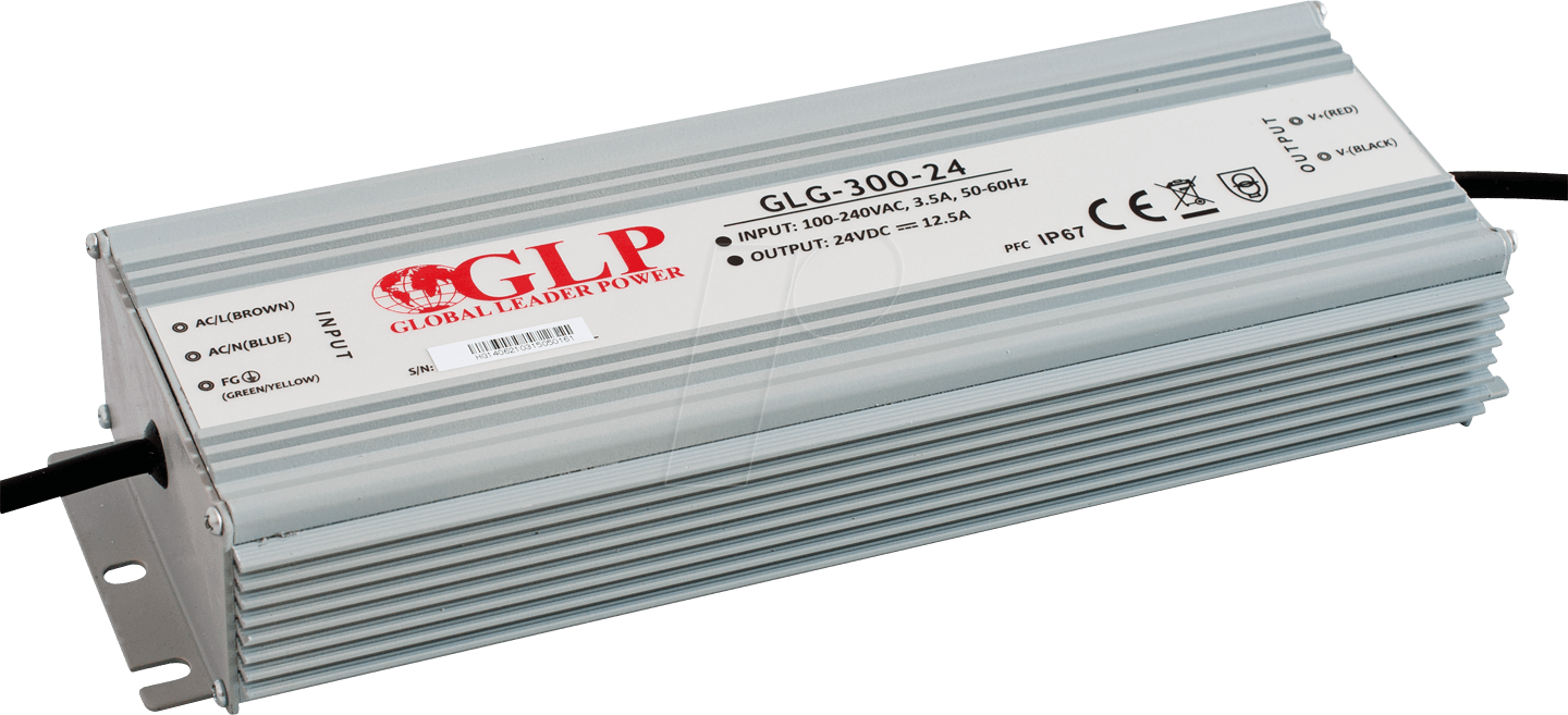 GLG-300-24 - LED-Netzteil, 300 W, 34 V DC, 12,5 A, IP67, CV+CC von GLOBAL LEADER POWER