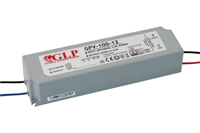 GLP GPV-100-12 - LED-Netzteil, 99,6 W, 12 V DC, 8,3 A, TÜV-geprüft, IP67 von GLOBAL LEADER POWER