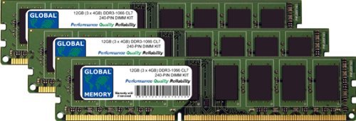 12 GB (3 x 4 GB) DDR3 1066 MHz PC3–8500 240-PIN DIMM Memory RAM KIT für PC Desktops/MAINBOARDS von GLOBAL MEMORY