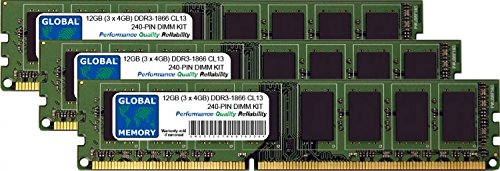12 GB (3 x 4 GB) DDR3 1866 MHz PC3–14900 240-PIN DIMM Memory RAM KIT für PC Desktops/MAINBOARDS von GLOBAL MEMORY