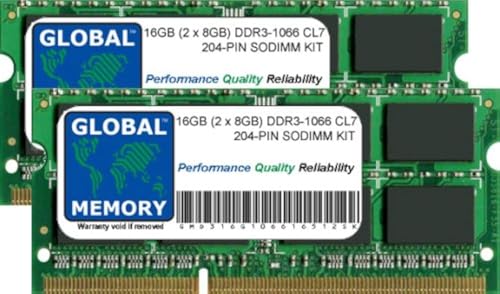 16 GB (2 x 8 GB) DDR3 1066 MHz PC3–8500 204-PIN SODIMM RAM-Arbeitsspeicher für MacBook & MacBook Pro 13 Zoll (33 cm) (Mitte 2010) von GLOBAL MEMORY