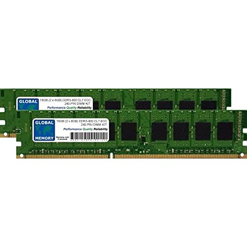 16 GB (2 x 8 GB) DDR3 800 MHz PC3-6400 240-PIN ECC DIMM (UDIMM) Memory RAM-Kit, kompatibel mit Servern, Workstations, Motherboards (Nicht für PCs) von GLOBAL MEMORY