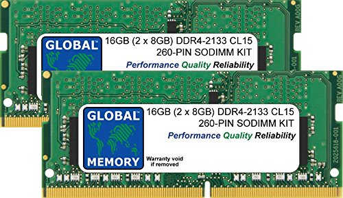 16 GB (2 x 8 GB) DDR4 2133 MHz, PC4–17000 260-pin SODIMM Memory RAM Kit für Laptops/notebooks von GLOBAL MEMORY