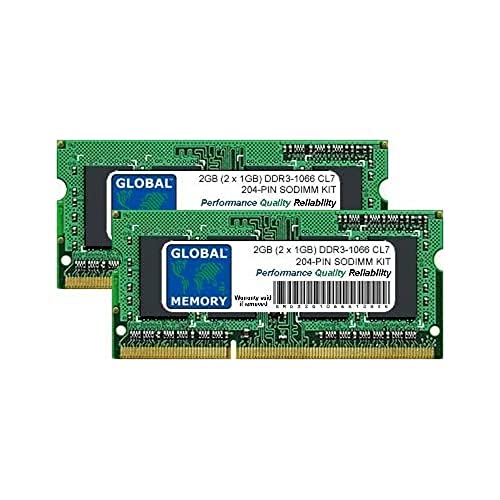 2 GB (2 x 1 GB) DDR3 1066 MHz PC3–8500 204-PIN SODIMM Speicher RAM KIT für MacBook (Ende 2008 – MITTE/ENDE 2009 – MITTE 2010) & MacBook Pro (Ende 2008 – ANFANG/MITTE/ENDE 2009 – MITTE 2010) von GLOBAL MEMORY