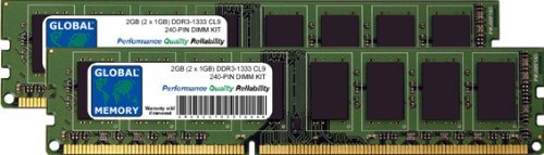 2 GB (2 x 1 GB) DDR3 1333 MHz PC3–10600 240-PIN DIMM Memory RAM KIT für PC Desktops/MAINBOARDS von GLOBAL MEMORY