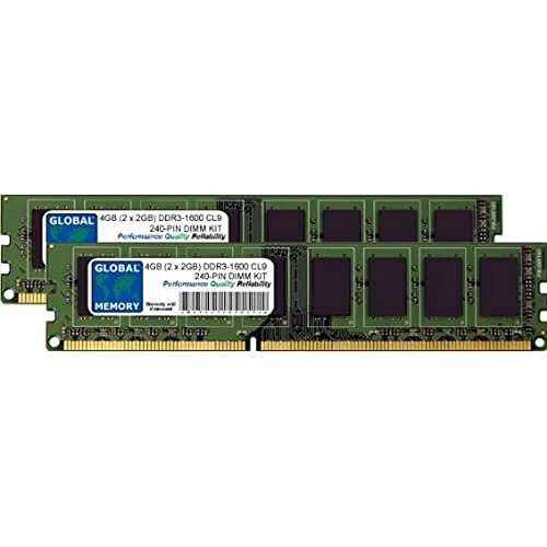 4 GB (2 x 2 GB) DDR3 1600 MHz PC3–12800 240-PIN DIMM Memory RAM KIT für PC Desktops/MAINBOARDS von GLOBAL MEMORY