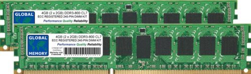 4 GB (2 x 2 GB) DDR3 800 MHz PC3-6400 240-PIN ECC registriertes DIMM (RDIMM) RAM-Kit, kompatibel mit Servern, Workstations, Motherboards (Nicht für PCs) (2 RANK KIT CHIPKILL) von GLOBAL MEMORY