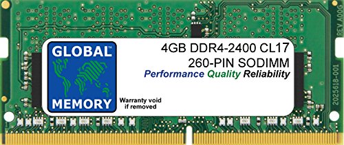4GB DDR4 2400MHz PC4-19200 260-PIN SODIMM ARBEITSSPEICHER RAM FÜR NOTEBOOKS von GLOBAL MEMORY