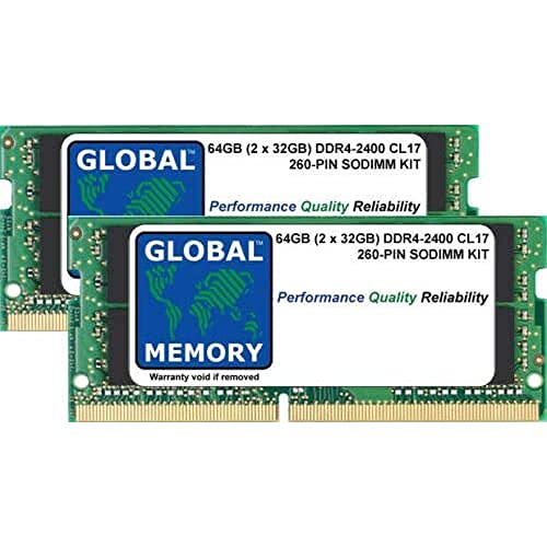 64 GB (2 x 32 GB) DDR4 2400 MHz PC4-19200 260-PIN SODIMM RAM-Kit, kompatibel mit Laptops/Notebooks von GLOBAL MEMORY