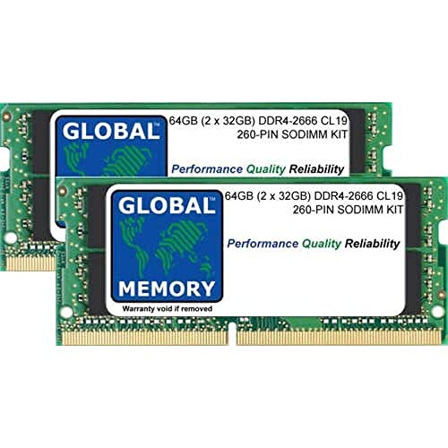 64 GB (2 x 32 GB) DDR4 2666 MHz PC4-21300 260-PIN SODIMM RAM KIT FÜR 27 Zoll Retina 5K IMAC (2019/2020) von GLOBAL MEMORY