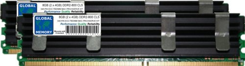 8 GB (2 x 4 GB) DDR2 800 MHz PC2–6400 240-PIN ECC Voll gepuffertes (FBDIMM) Arbeitsspeicher-Set für Mac Pro (Anfang 2008) von GLOBAL MEMORY