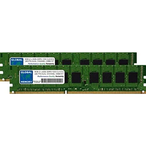 8 GB (2 x 4 GB) DDR3 1333 MHz PC3–10600 240-PIN ECC DIMM (UDIMM) Arbeitsspeicher Kit für Servers/WORKSTATIONS/MAINBOARDS von GLOBAL MEMORY