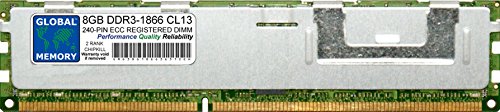 8 GB DDR3 1866 MHz PC3–14900 240-PIN ECC Registered DIMM (RDIMM) Arbeitsspeicher für Servers/WORKSTATIONS/MAINBOARDS (2, Rank Chipkill,) von GLOBAL MEMORY