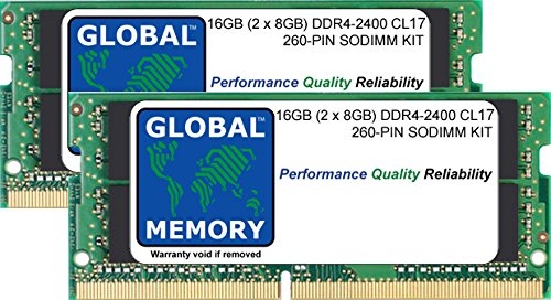 GLOBAL MEMORY 16GB (2 x 8GB) DDR4 2400MHz PC4-19200 260-PIN SODIMM ARBEITSSPEICHER RAM KIT FÜR Intel 27 Zoll Retina 5K IMAC (2017) von GLOBAL MEMORY