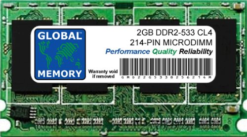 GLOBAL MEMORY 2 GB DDR2 533 MHz PC2-4200 214-PIN MICRODIMM RAM, kompatibel mit Laptops/Notebooks GLOBAL MEMORY 2 GB DDR2 533 MHz PC2-4200 214-PIN MICRODIMM RAM, kompatibel mit Laptops/Notebooks von GLOBAL MEMORY
