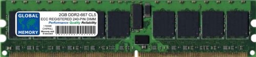 GLOBAL MEMORY 2 GB DDR2 667 MHz PC2–5300 240-PIN ECC Registered DIMM (RDIMM) Arbeitsspeicher für Servers/WORKSTATIONS/MAINBOARDS (1, Rank Chipkill,) von GLOBAL MEMORY
