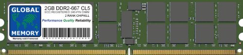 GLOBAL MEMORY 2 GB DDR2 667 MHz PC2–5300 240-PIN ECC Registered DIMM (RDIMM) Arbeitsspeicher für Servers/WORKSTATIONS/MAINBOARDS (2, Rank Chipkill,) von GLOBAL MEMORY