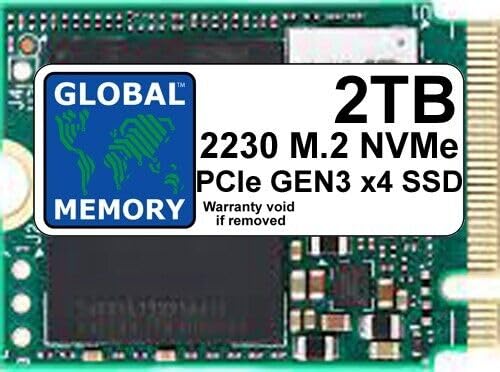 GLOBAL MEMORY 2 TB M.2 2230 PCIe Gen3 x4 NVMe Solid-State-Laufwerk (SSD) für Laptops/Desktop-PCs/Server/Workstations/Motherboards, GMSSD2TM.2-2230NVME3 von GLOBAL MEMORY