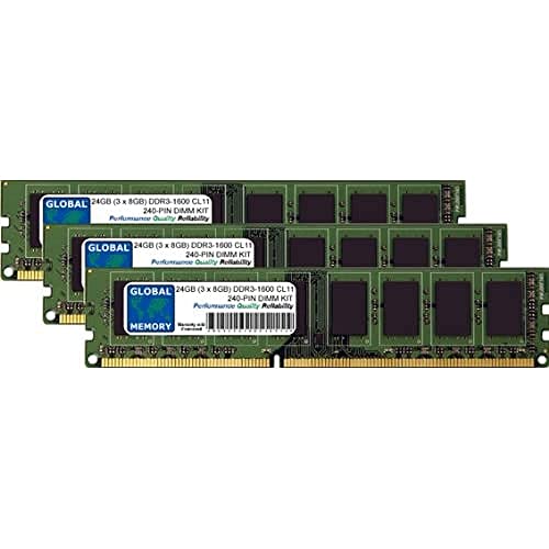 GLOBAL MEMORY 24 GB (3 x 8 GB) DDR3 1600 MHz PC3-12800 240-PIN DIMM RAM KIT für PC Desktop/Motherboards von GLOBAL MEMORY