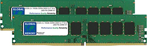 GLOBAL MEMORY 32 GB (2 x 16 GB) DDR4 2400 MHz PC4–19200 288-pin ECC DIMM (UDIMM) Arbeitsspeicher Kit für Servers/WORKSTATIONS/MAINBOARDS von GLOBAL MEMORY