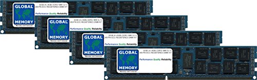 GLOBAL MEMORY 32GB (4 x 8GB) DDR3 1866MHz PC3-14900 240-PIN ECC Registered DIMM (RDIMM) ARBEITSSPEICHER RAM KIT FÜR Apple MAC PRO (Ende 2013) von GLOBAL MEMORY