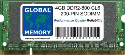 GLOBAL MEMORY Arbeitsspeicher 4 GB für Intel IMac Anfang 2008 50,8 cm (20 Zoll - 2,4 GHz, 2,66 GHz), 60,9 cm (24 Zoll - 2,8 GHz, 3,06 GHz) - DDR2, 800 MHz, PC2–6400, 200 Pin SODIMM von GLOBAL MEMORY