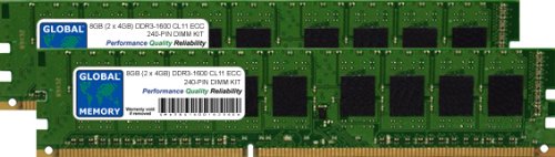 GLOBAL MEMORY Arbeitsspeicher-Kit (8 GB (2 x 4 GB), DDR3, 1600 MHz, PC3-12800, 240-polig, ECC DIMM (UDIMM) für Server/Workstation/Motherboards von GLOBAL MEMORY