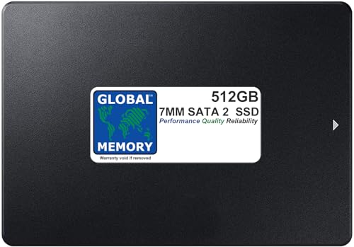 GLOBAL MEMORY SATA 2 Solid-State-Laufwerk (SSD) für Laptops/Desktop-PCs/Server/Workstationen/Motherboards, 512 GB, 7 mm von GLOBAL MEMORY