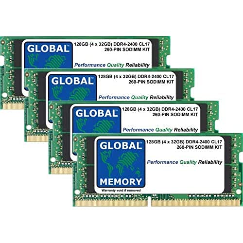 Global Memory 128 GB (4 x 32 GB) DDR4 2400 MHz PC4-19200 260-Pin SODIMM Memory RAM Kit für Laptops/Notebooks von GLOBAL MEMORY