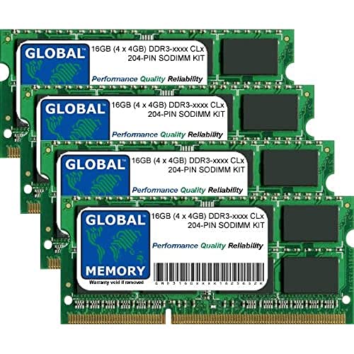 16 GB (4 x 4 GB) DDR3 1066/1333/1600/1866 MHz 204-PIN SODIMM RAM-Kit, kompatibel mit Laptops/Notebooks von GLOBAL MEMORY