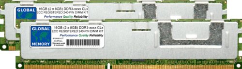 Global Memory 16GB (2X 8GB) DDR3 800/1066/1333/1600/1866MHz 240-PIN ECC Registered DIMM (RDIMM) Arbeitsspeicher Kit für Server/Workstations/Motherboards (4 Rank Kit Chipkill) von GLOBAL MEMORY