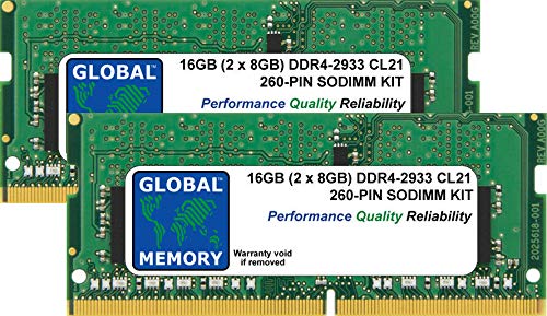 Global Memory 16GB (2X 8GB) DDR4 2933MHz PC4-23400 260pin SODIMM Arbeitsspeicher Kit für Notebooks von GLOBAL MEMORY