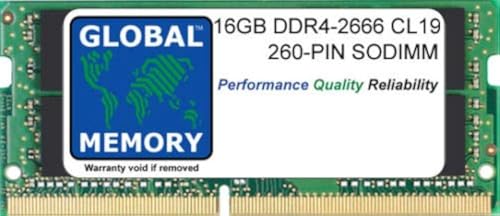 Global Memory 16GB DDR4 2666MHz PC4-21300 260-Pin SODIMM Speicher RAM für 27 Zoll Retina 5K iMac (2019/2020) von GLOBAL MEMORY