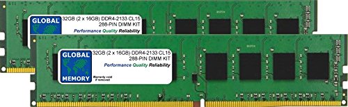 Global Memory 32GB (2 x 16GB) DDR4 2133MHz PC4-17000 288-Pin DIMM Memory RAM Kit für PC Desktop/Motherboards von GLOBAL MEMORY
