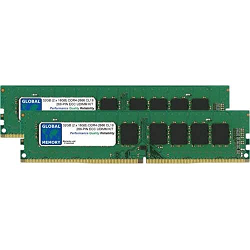 Global Memory 32GB (2X 16GB) DDR4 2666MHz PC4-21300 288pin ECC DIMM (UDIMM) Arbeitsspeicher RAM Kit für Server/Workstations/Motherboards von GLOBAL MEMORY