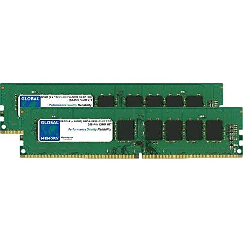 Global Memory 32GB (2X 16GB) DDR4 3200MHz PC4-25600 288pin ECC DIMM (UDIMM) Arbeitsspeicher RAM Kit für Server/Workstations/Motherboards von GLOBAL MEMORY