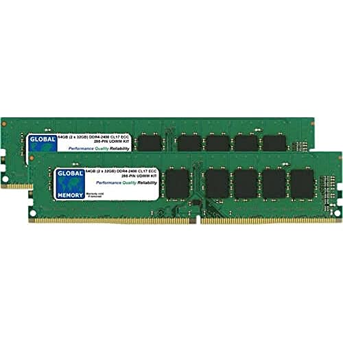 64 GB (2 x 32 GB) DDR4 2400 MHz PC4-19200 288-PIN ECC DIMM (UDIMM) Memory RAM-Kit, kompatibel mit Servern, Workstations, Motherboards (Nicht für PCs) von GLOBAL MEMORY