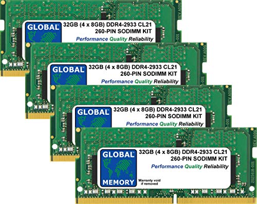 Global Memory 32GB (4 x 8GB) DDR4 2933MHz PC4-23400 260-Pin SODIMM Arbeitsspeicher Kit für Notebooks von GLOBAL MEMORY