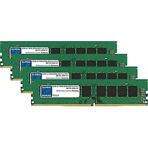 Global Memory 32GB (4X 8GB) DDR4 2933MHz PC4-23400 288pin ECC DIMM (UDIMM) Arbeitsspeicher RAM Kit für Server/Workstations/Motherboards von GLOBAL MEMORY