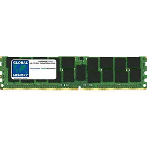 Global Memory 32GB DDR4 3200MHz PC4-25600 288-Pin ECC Registered DIMM (RDIMM) Speicher RAM für Server/Workstations/Motherboards von GLOBAL MEMORY