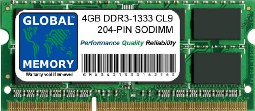 Global Memory 4 GB DDR3 1333 MHz PC3-10600 204-Pin SODIMM Speicher RAM für MacBook Pro (Früh/Ende 2011) von GLOBAL MEMORY
