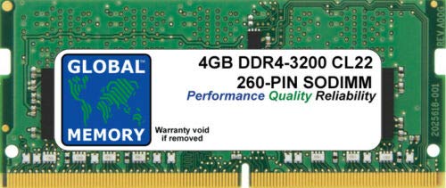 Arbeitsspeicher (4 GB, DDR4, 3200 MHz, PC4-25600, 260-polig, SODIMM, kompatibel mit Laptops/Notebooks) von GLOBAL MEMORY