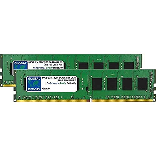 Global Memory 64GB (2 x 32GB) DDR4 2666MHz PC4-21300 288-Pin DIMM Memory RAM Kit für PC Desktop/Motherboards von GLOBAL MEMORY