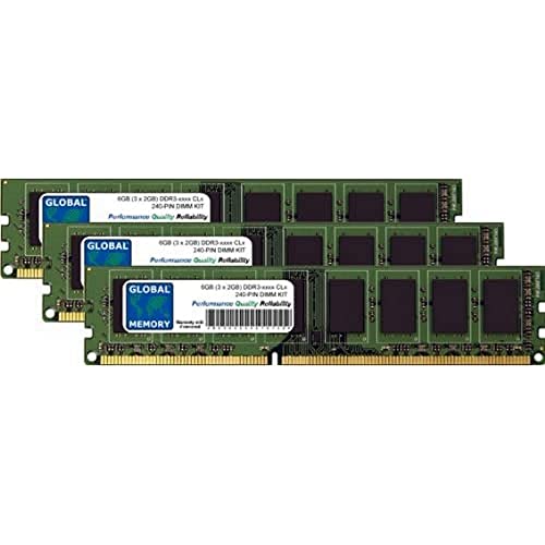 6 GB (3 x 2 GB) DDR3 1066/1333/1600 MHz 240-PIN DIMM RAM-Kit, kompatibel mit PC-Desktops/Motherboards von GLOBAL MEMORY