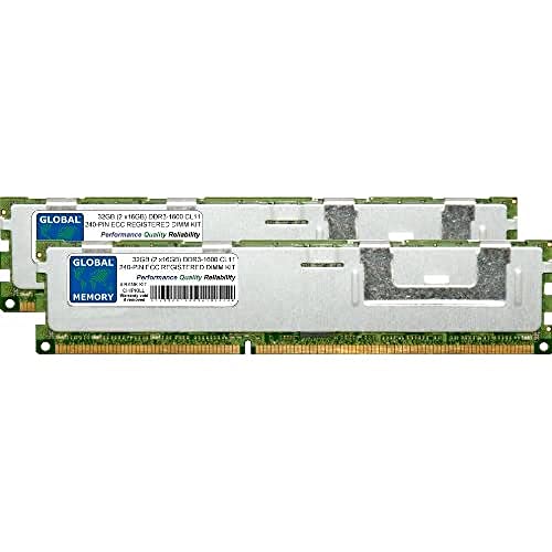 32 GB (2 x 16 GB) DDR3 1600 MHz PC3-12800 240-PIN ECC registriertes DIMM (RDIMM) RAM-Kit, kompatibel mit Servern, Workstations, Motherboards (Nicht für PCs) (4-Range-Kit Chipkill) von GLOBAL MEMORY