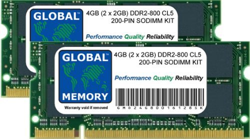 4 GB (2 x 2 GB) DDR2 800 MHz PC2-6400 200-poliges SODIMM RAM-Kit, kompatibel mit Intel IMAC Anfang 2008, 20 Zoll (2,4 GHz, 2,66 GHz) / 24 Zoll (2,8 GHz, 3,06 GHz) von GLOBAL MEMORY